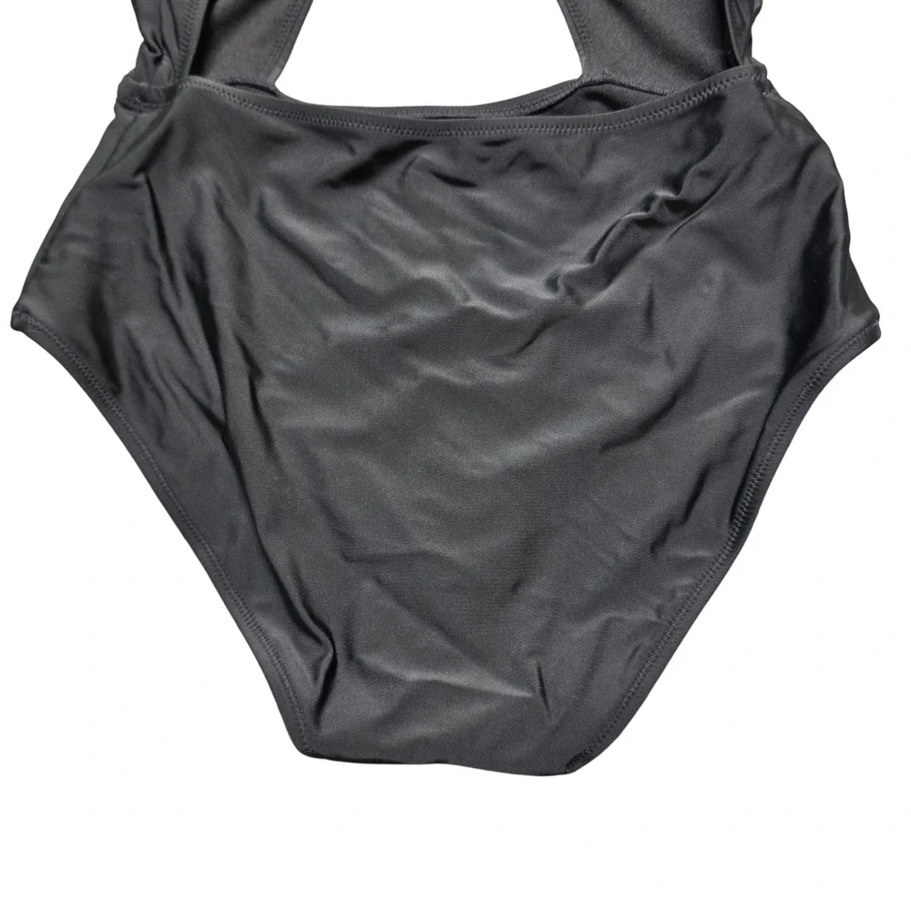 Cutout Tie Front Monokini One Piece Swimsuit Womens Medium Black Express